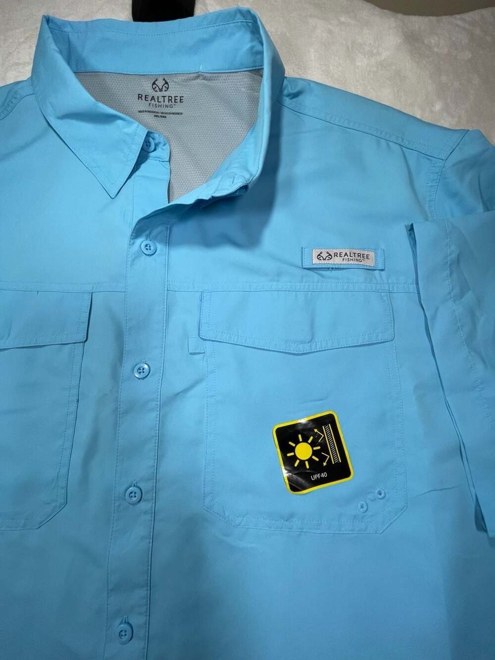 Realtree Fishing Shirt Mens 3XL Blue Grotto Short Sleeve Vented Lightweight